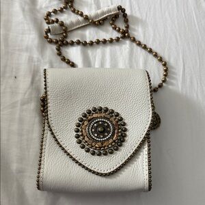 Leatherock White and Gold Beaded Crossbody Bag